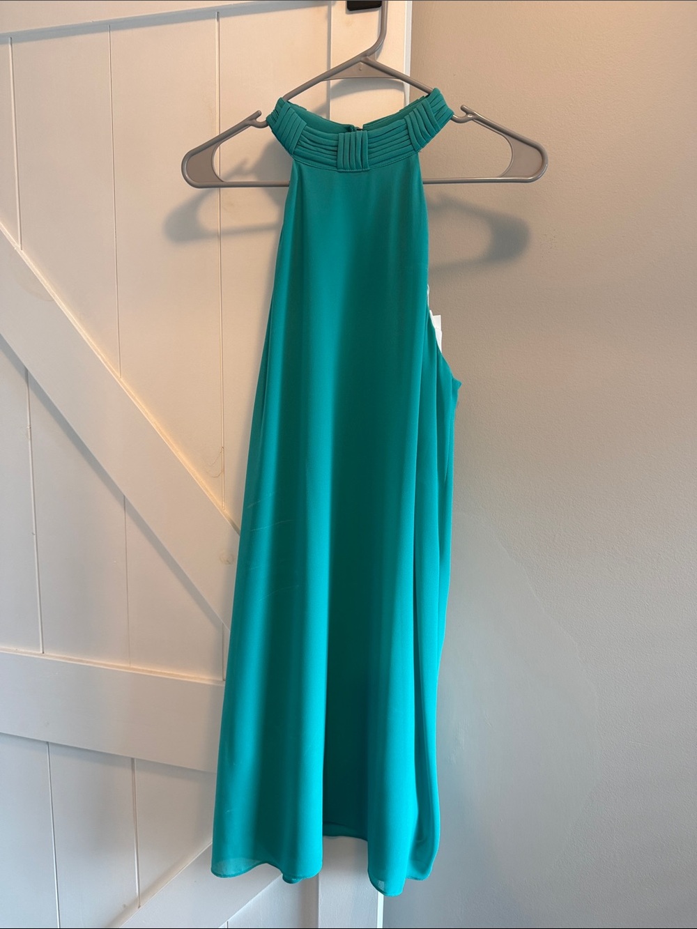 Naked Zebra Teal High-Low Halter Dress
